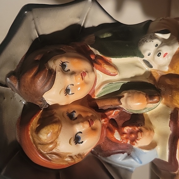 Vintage Boy And Girl Under Umbrella Hummel Look Rotating Music - Picture 5 of 6